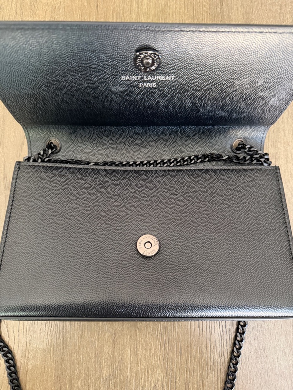Saint Laurent Black Pebbled Leather YSL Chain Shoulder Bag - Picture 4 of 11